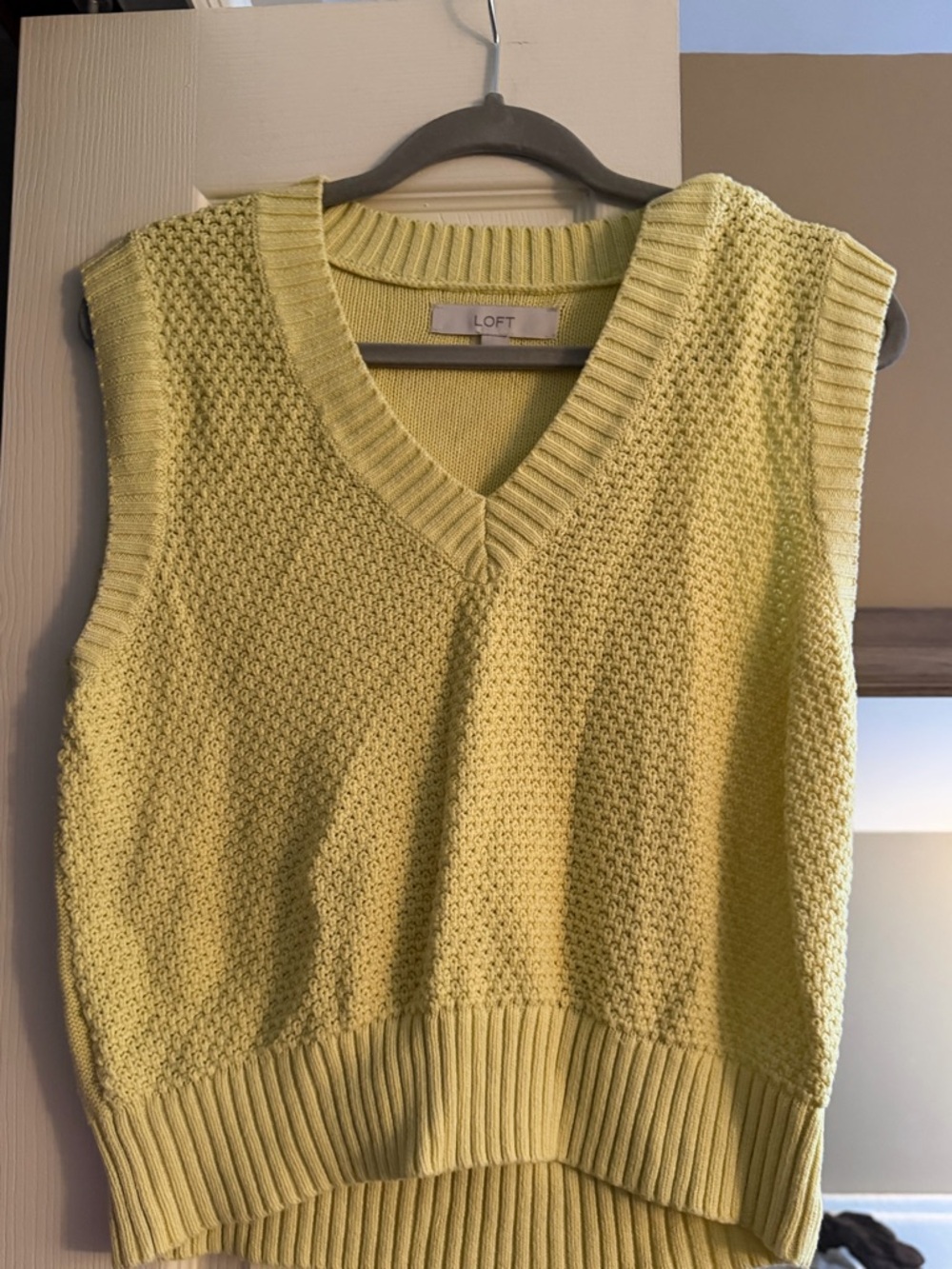 LOFT Lemon Yellow V-Neck Knit Sweater Vest